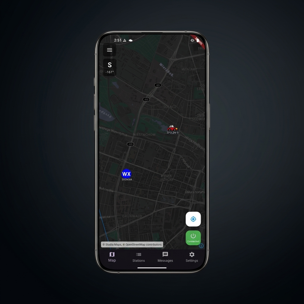 APRS Vector Mobile App Mockup